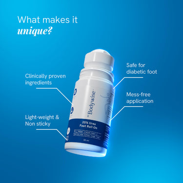 Be Bodywise 20% Urea Foot Cream Roll On 50ml | For Dry & Cracked Heels | With 2% Lactic Acid, Olive Oil & Vitamin E | Helps Repair and Moisturise Cracked Heels